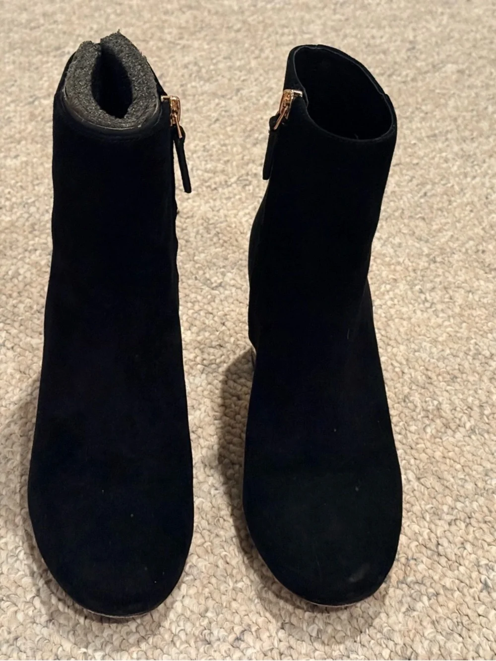 Tory Burch Olympia 70mm Kid Suede Bootie Black Size 7 Gold star heel